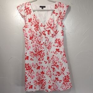Banana Republic Red and White Linen Floral Midi Summer Dress 14